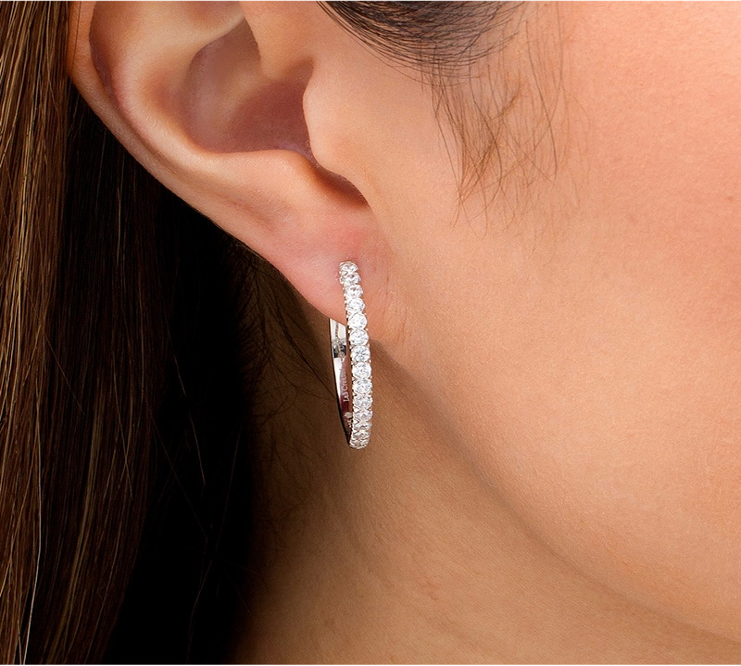 Diamond Hoop Earrings - 0.95 ct