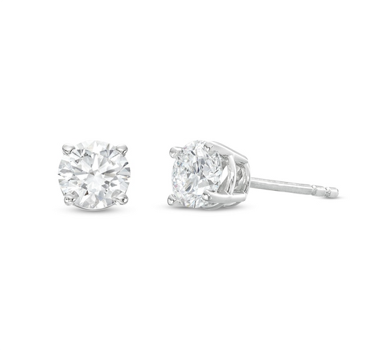 Diamond Solitaire Stud Earrings - 0.90 ct