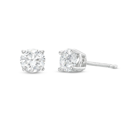 Diamond Solitaire Stud Earrings - 0.90 ct