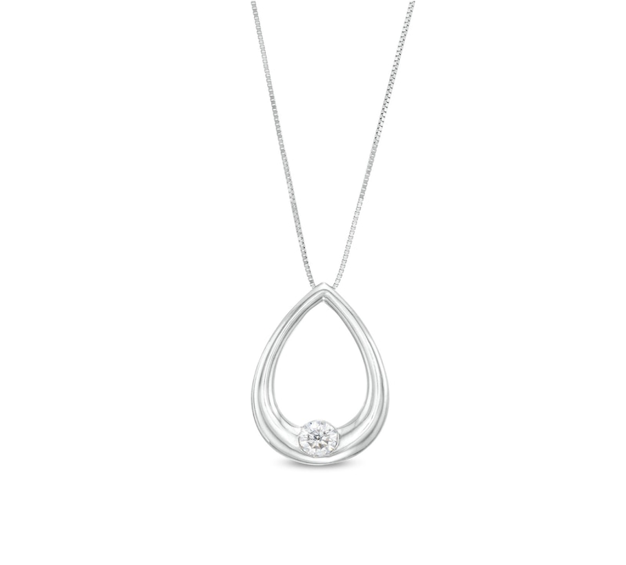 Diamond Solitaire Open Teardrop Pendant - 0.50 ct
