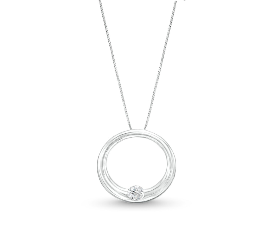 Diamond Solitaire Open Circle Pendant - 0.25 ct