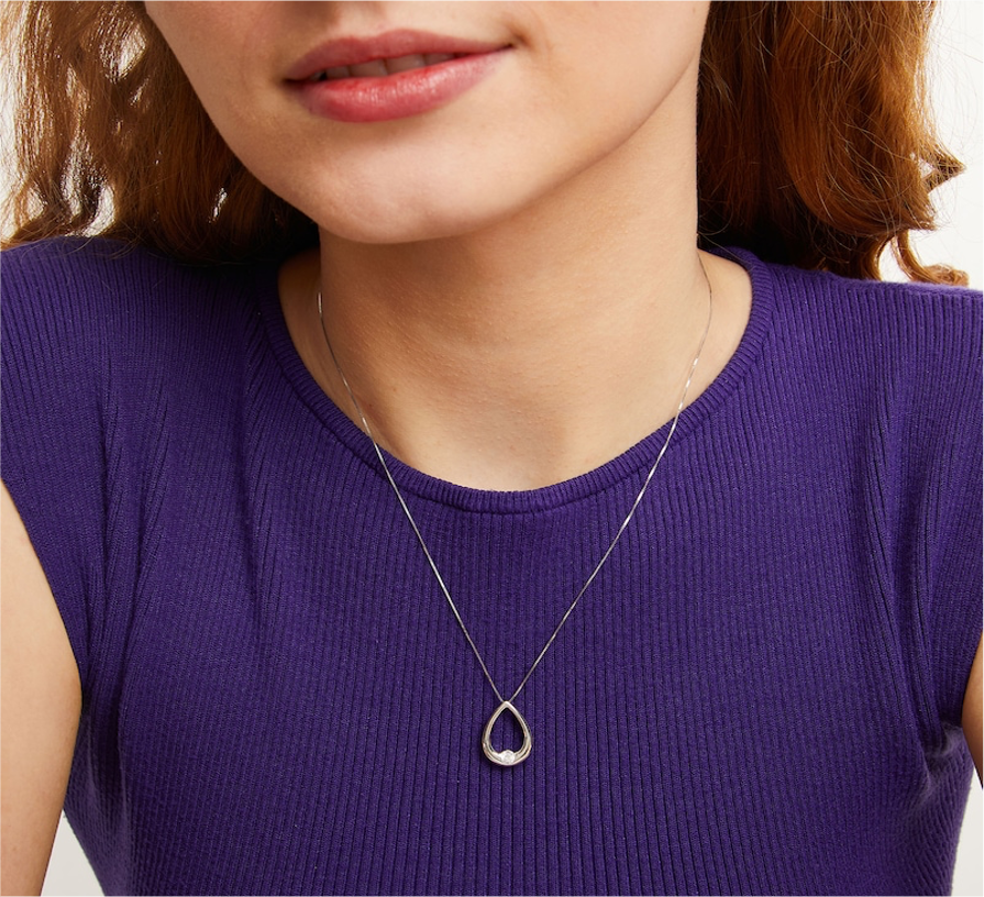 Diamond Solitaire Open Teardrop Pendant - 0.50 ct