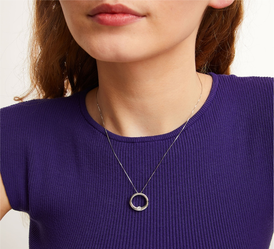 Diamond Solitaire Open Circle Pendant - 0.25 ct